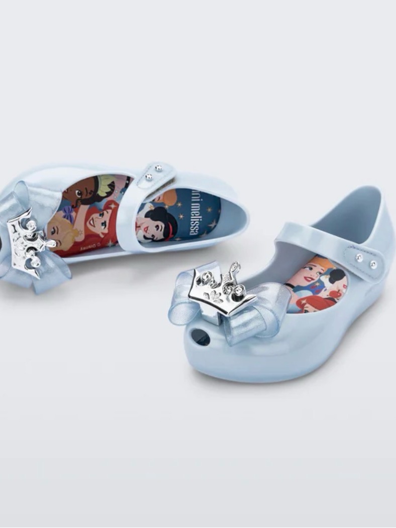 Mini Melissa Light Blue Jelly Mary Janes With Crown Charm